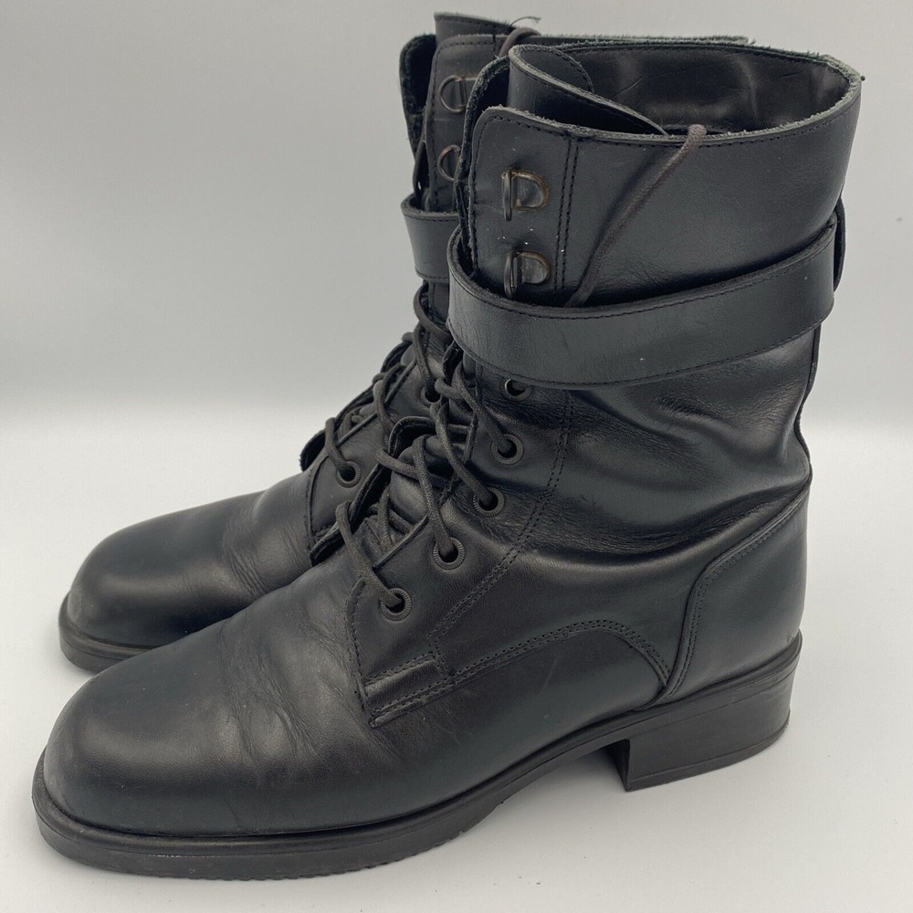 Cruiserworks Motorcycle Boots Womens 8.5 M Black Leather Strap 9 Inch Square Toe